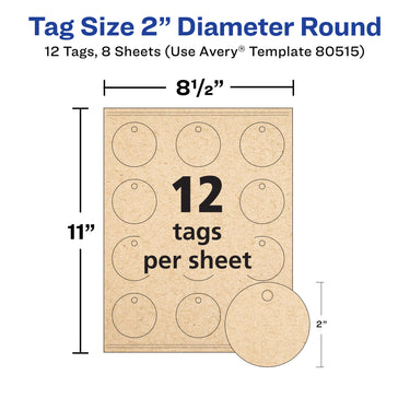 Avery Kraft Brown Round Tags with Sure Feed Technology, 2
